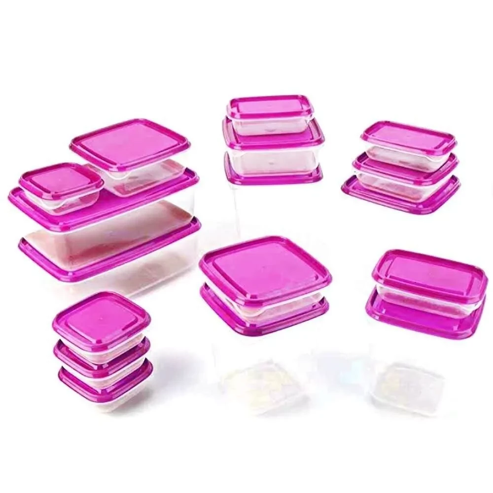 Контейнер для еды / пластиковый бокс, набор для сыпучих 17 штук (розовый) - фото 5 - id-p143613157