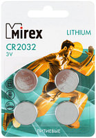 Батарейка литиевая дисковая Mirex Lithium CR2032, 3V, 4 шт.