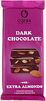 Шоколад O'Zera 90 г, Dark&Extra Almond, горький шоколад с цельным фундуком