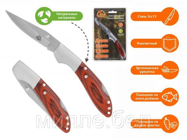 Нож складной туристический, 17 см, блистер, ARIZONE - фото 1 - id-p178740269