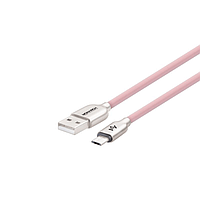 Кабель USB 2.0 Micro Usb MONARCH усиленный плетеный 1,2 метра розовый