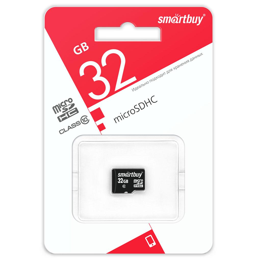 Карта памяти MicroSD 32GB - SmartBuy, класс 10, скорость: 30/20 Mb/s