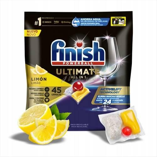 Средство для мытья посуды в посудомоечных машинах в капсулах Powerball Ultimate AIO с ароматом лимона Finish, - фото 1 - id-p224689206