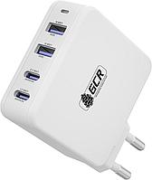 GCR Сетевое зарядное устройство 100W, 2 USB + 2 TypeC, GaN Tech Quick Charger, PD 3.0, белый GCR Сетевое