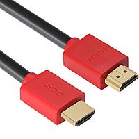 GCR Кабель 1.5m HDMI версия 1.4, черный, красные коннекторы, OD7.3mm, 30/30 AWG, позолоченные контакты,