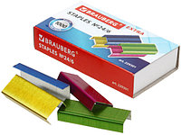 Скобы для степлеров Brauberg Extra №24/6, 1000 шт., цветные