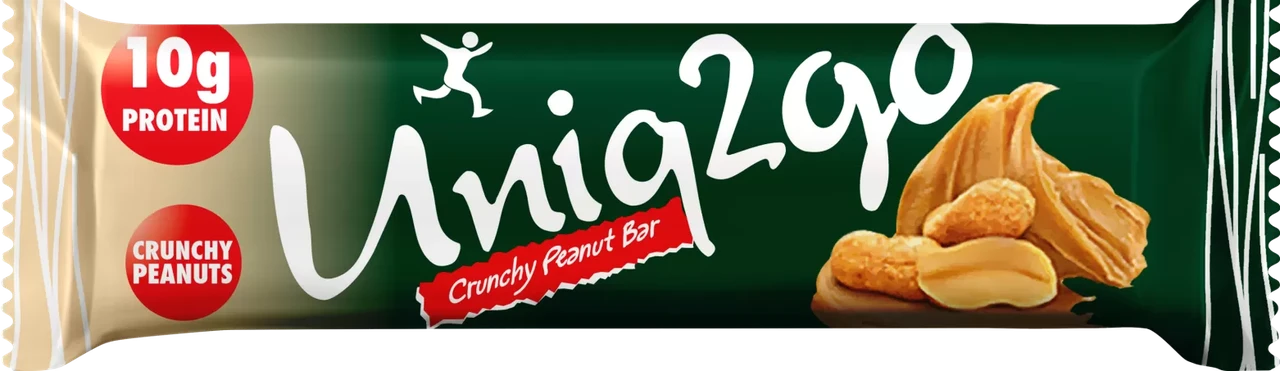 Батончик Uniq2go Crunchy Peanut bar, 40 г, арахисовая паста - фото 1 - id-p222636831