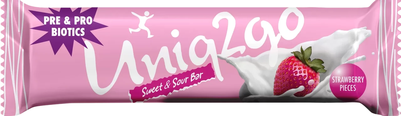 Батончик Uniq2go Sweet & sour bar, 38 г, с кусочками клубники - фото 1 - id-p222636834