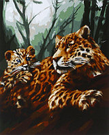 Картина по номерам на холсте Sima-Land 40*50 см, «Леопарды. Мама и малыш»