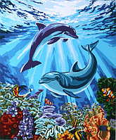 Картина по номерам на холсте Sima-Land 40*50 см, «Дельфины-друзья»