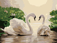 Картина по номерам на холсте Sima-Land 30*40 см, «Лебеди на тихом пруду»