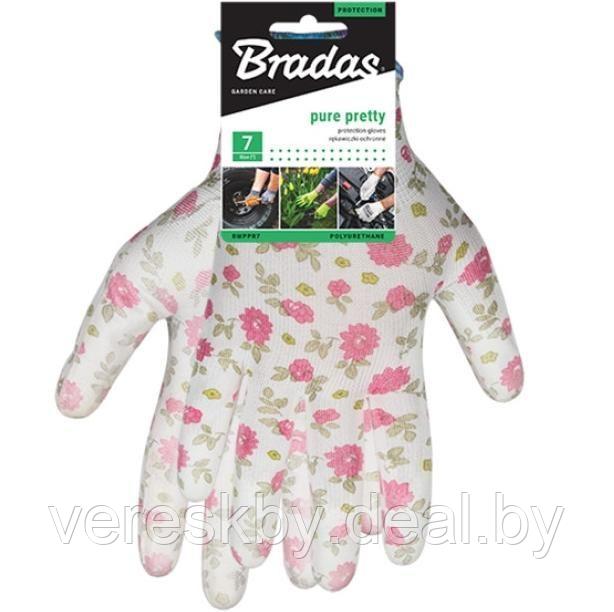 П247 Перчатки защитные для рук PURE PRETTY с полиуретановым покрытием, цветочный узор, размер 7 - фото 1 - id-p195499185