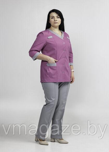Медицинский костюм, женский (отделка серая, цвет сиреневый) - фото 1 - id-p176509086