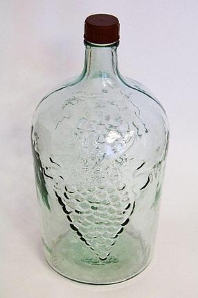 Стеклянная бутылка 5 л. (5 000 мл.) винная (38) с крышкой, фото 2
