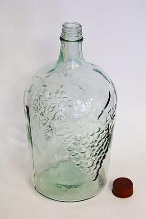 Стеклянная бутылка 5 л. (5 000 мл.) винная (38) с крышкой, фото 2