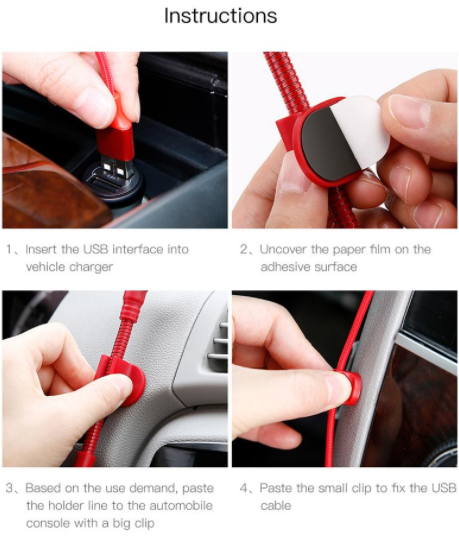 Кабель-держатель Baseus Car Mount USB Cable Lightning to USB Красный - фото 4 - id-p226740816