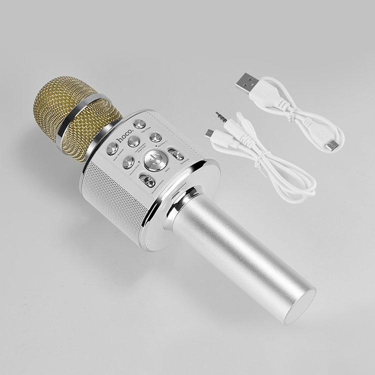 Караоке-микрофон HOCO BK3 Cool Sound Серебро - фото 6 - id-p226738548