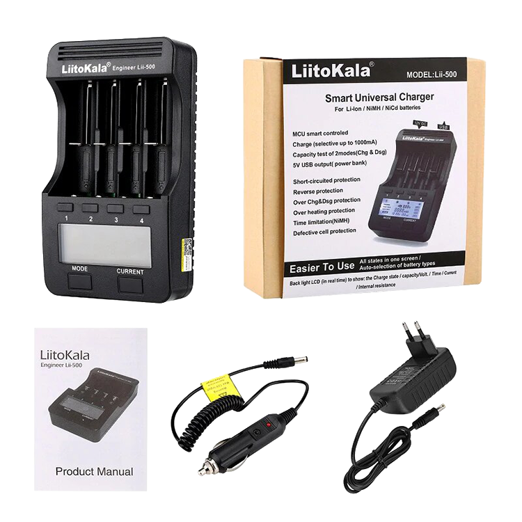 Зарядное устройство LiitoKala Lii-500 LCD Чёрный - фото 7 - id-p226741417