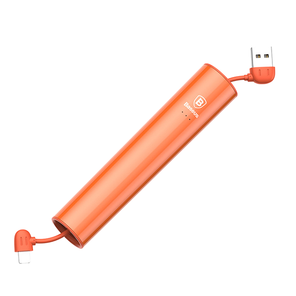 Внешний аккумулятор Baseus No.5 2000mAh с проводом Lightning/Micro USB Оранжевый - фото 1 - id-p226740431