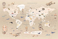 Фотообои листовые Vimala Коричневая карта мира