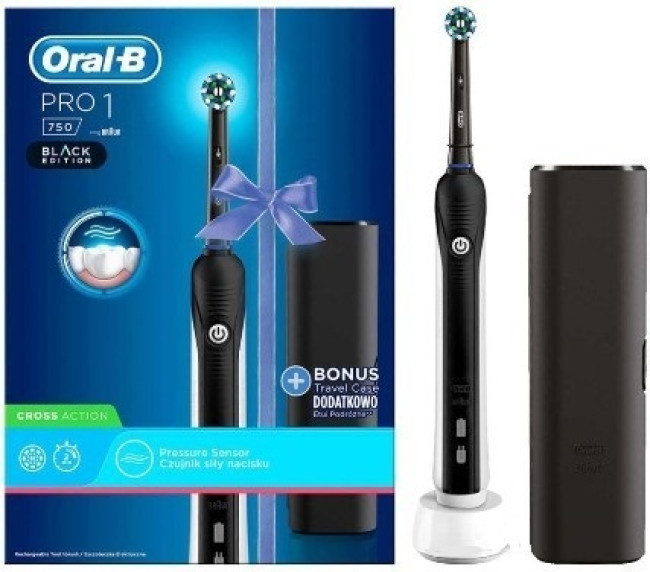Электрическая зубная щетка Oral-B Pro 1 750 Cross Action D16.513.1UX Black Edition - фото 1 - id-p208277325