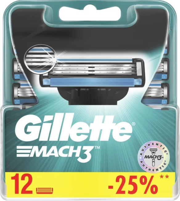 Сменные кассеты для бритья Gillette Mach3 12 шт - фото 1 - id-p211545796