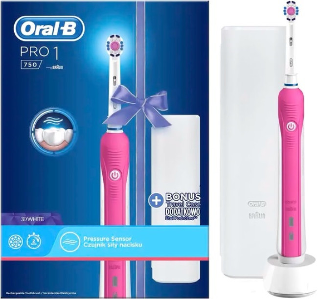 Электрическая зубная щетка Oral-B Pro 1 750 3D White D16.513.1UX (розовый) - фото 1 - id-p211889385