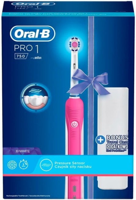 Электрическая зубная щетка Oral-B Pro 1 750 3D White D16.513.1UX (розовый) - фото 3 - id-p211889385