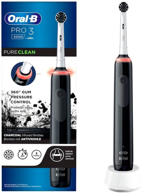 Электрическая зубная щетка Oral-B Pro 3 3000 Pure Clean Black D505.513.3 (черный) - фото 3 - id-p212888247