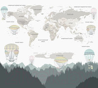 Фотообои листовые Vimala Карта мира с шарами