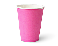 Стакан бумажный однослойный Розовый 300мл (410мл) - 50шт.