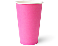 Стакан бумажный однослойный Розовый 400мл (500мл) - 50шт.