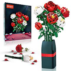Конструктор Букет роз в вазе 818 дет., Jie Star 92365 / 9010