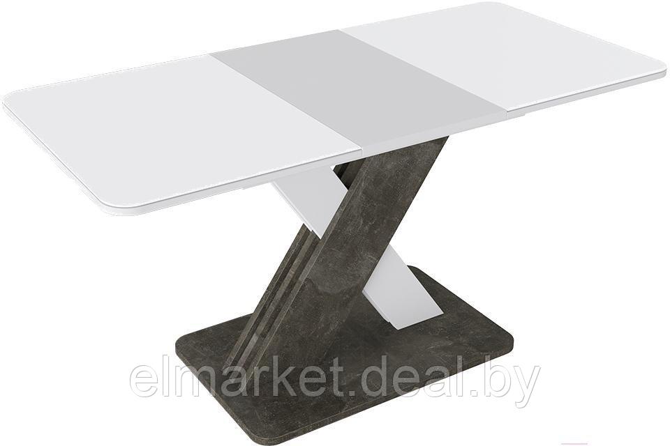 Обеденный стол ТриЯ Люксембург Тип 1 ателье темный/белый/стекло белое матовое - фото 1 - id-p226840963