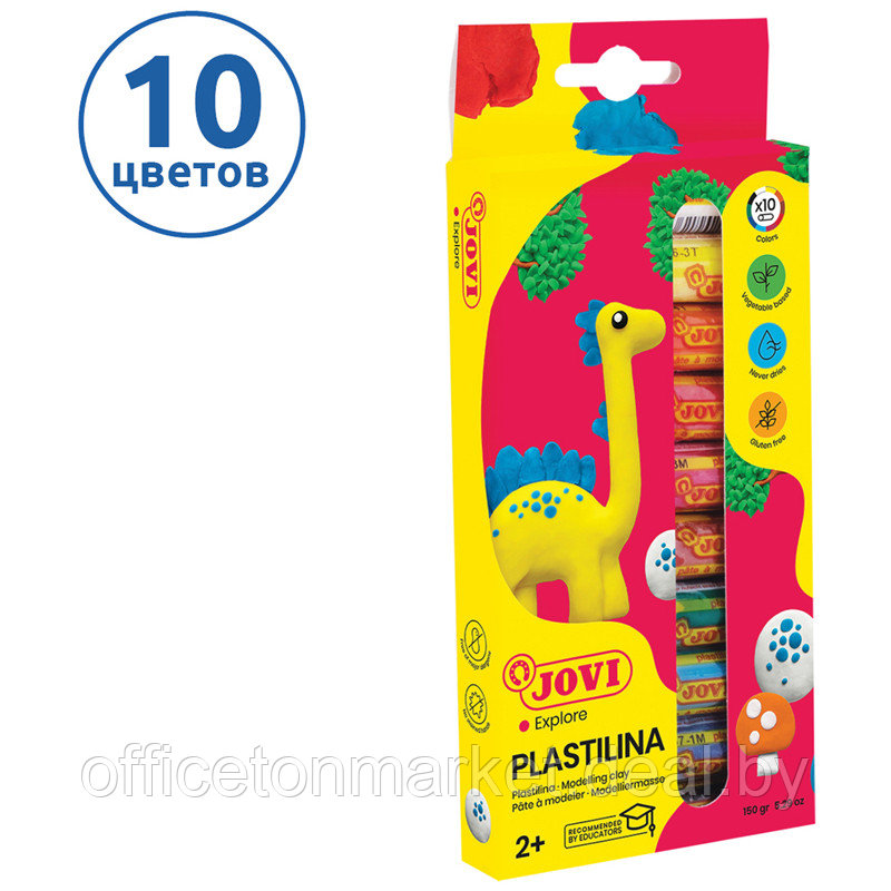 Пластилин для детской лепки "JOVI", 10 цветов, растительный - фото 2 - id-p225217206