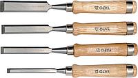 Стамески 10, 16, 20, 25мм набор (деревянная ручка) YATO YT-6260