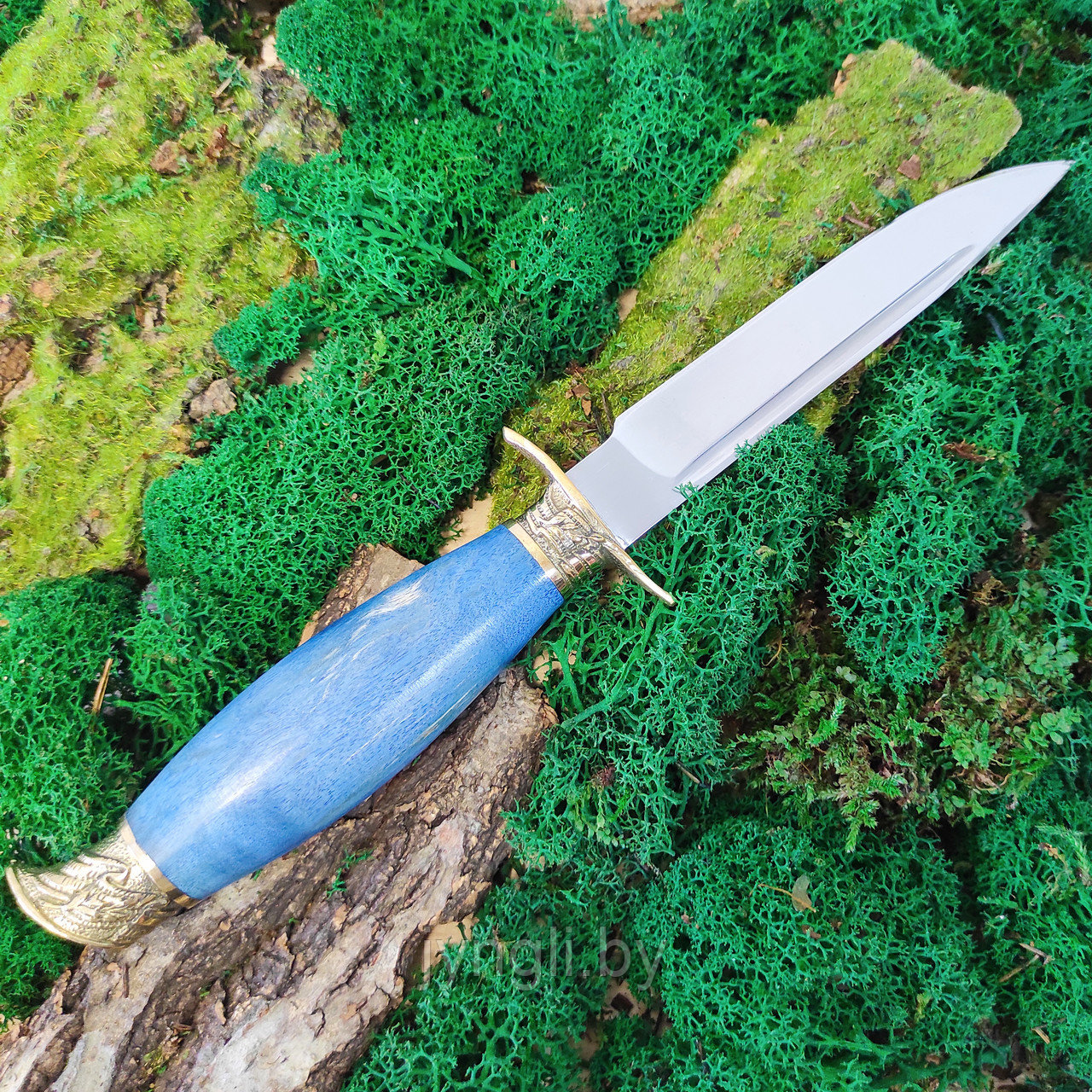 Нож Финка НКВД Х12МФ кованая (синяя рукоять) - фото 9 - id-p226839218