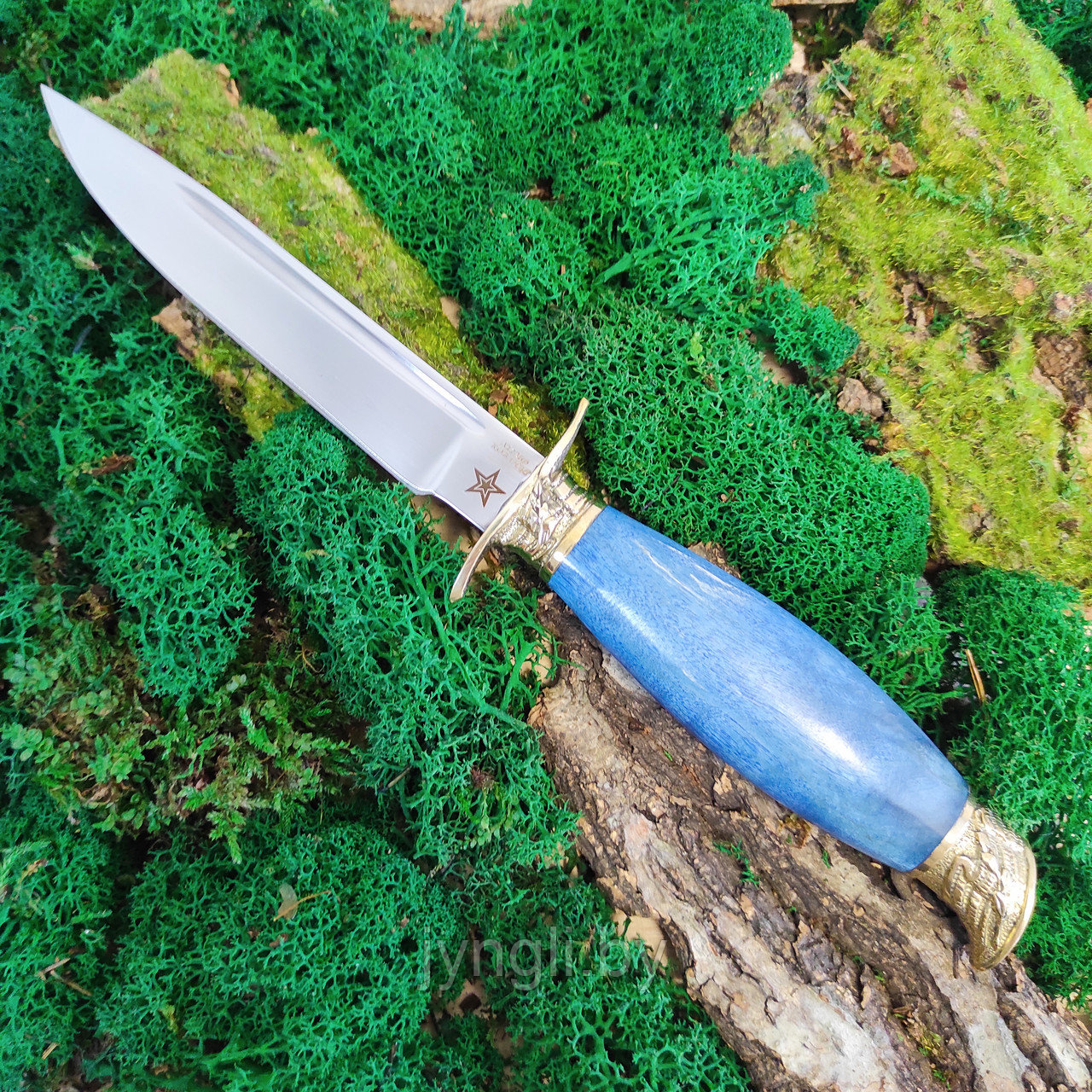 Нож Финка НКВД Х12МФ кованая (синяя рукоять) - фото 1 - id-p226839218