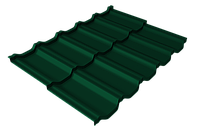 Металлочерепица модульная квинта Uno Grand Line c 3D резом 0,45 Drap TX RAL 6005 зеленый мох