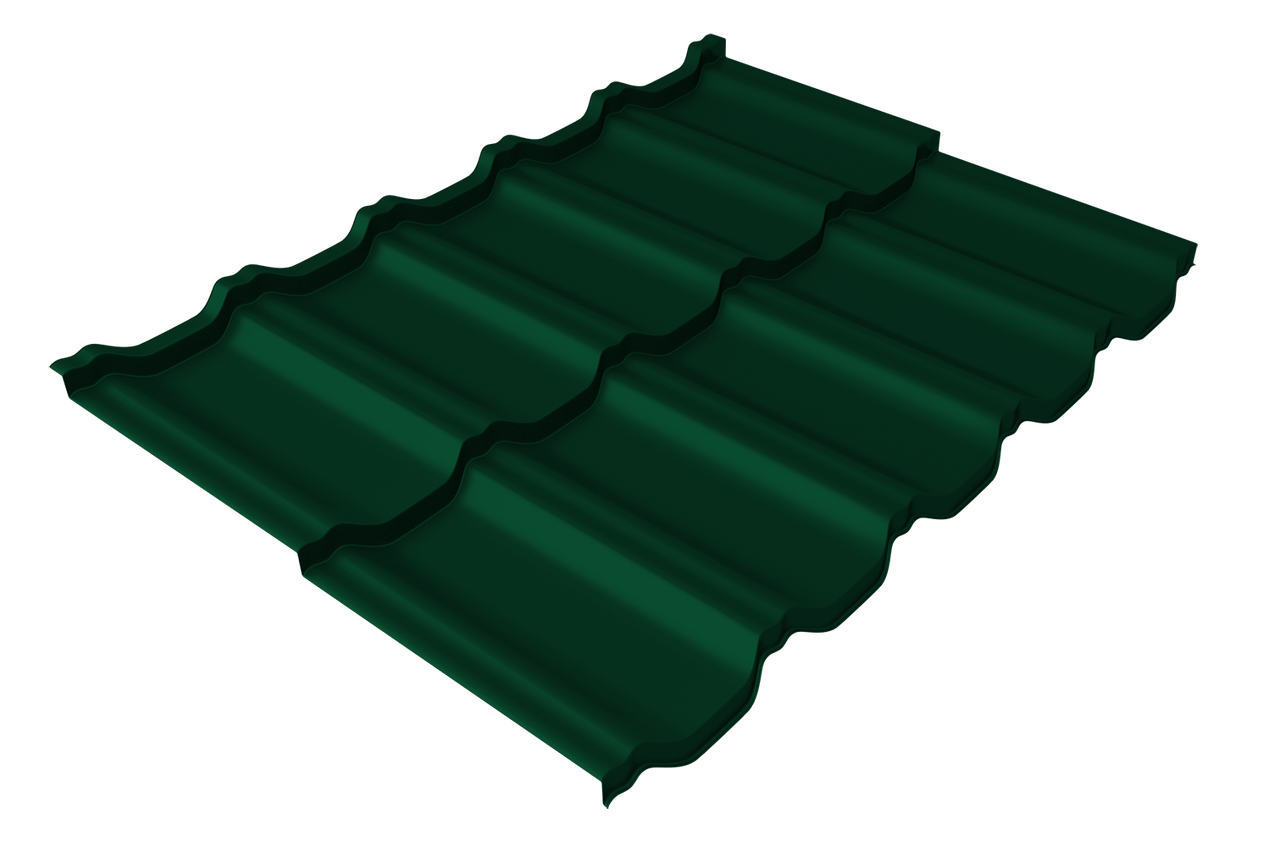 Металлочерепица модульная квинта Uno Grand Line c 3D резом 0,45 Drap TX RAL 6005 зеленый мох - фото 1 - id-p145386882