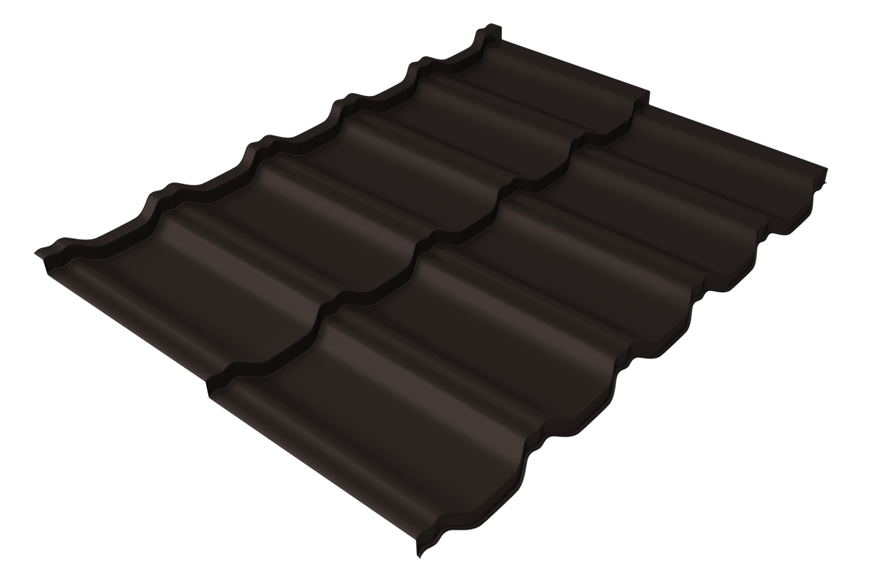 Металлочерепица модульная квинта Uno Grand Line c 3D резом 0,45 Drap TX RR 32 темно-коричневый - фото 1 - id-p179237928