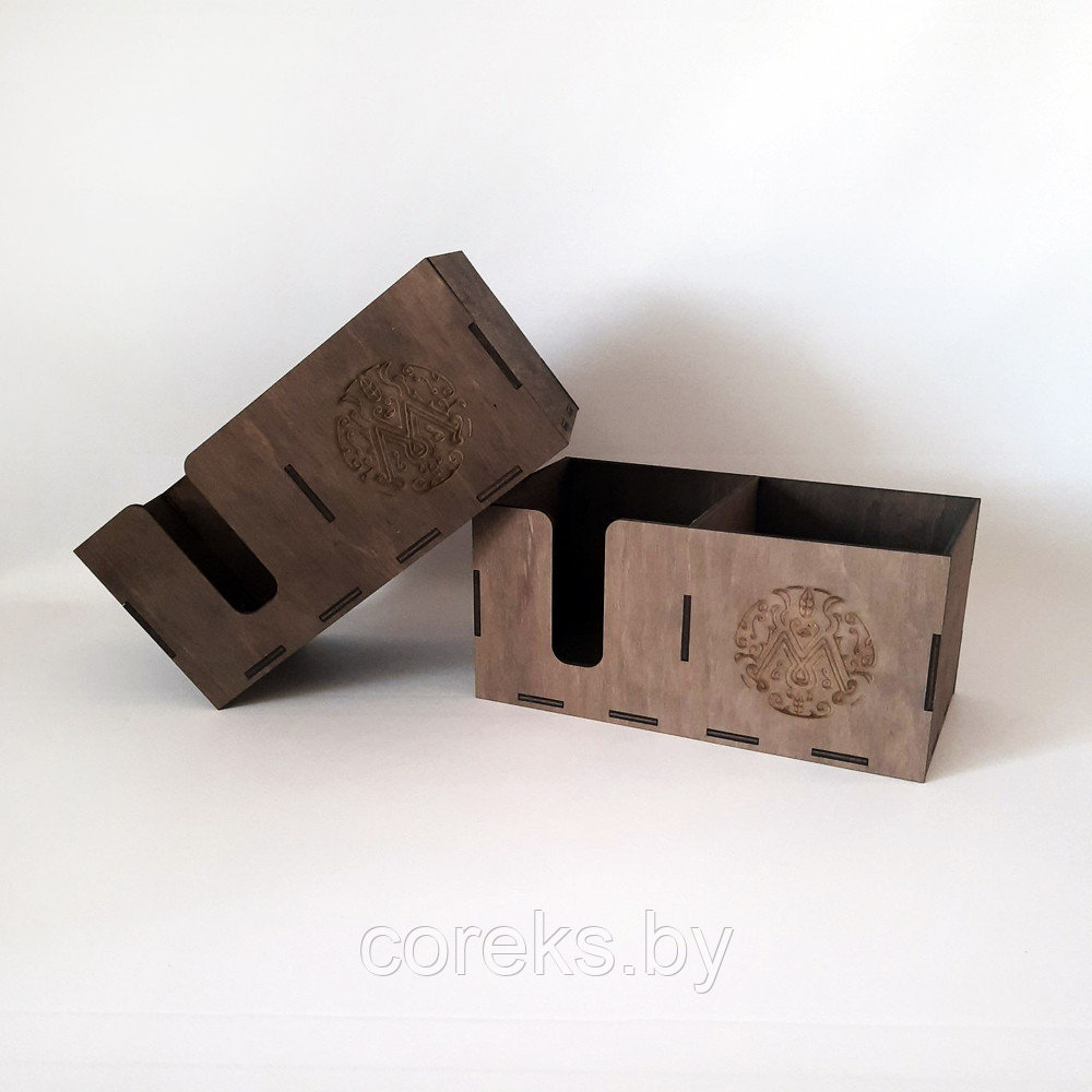 Салфетница деревянная барная с логотипом размер 250*125*120 мм)