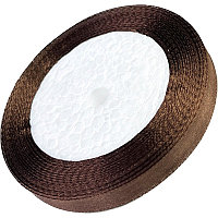 Лента атласная 1 см шоколадная 23 м на пене