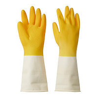 IKEA/ РИННИГ хозяйственные перчатки, S, ярко-желтый/белый с оттенком