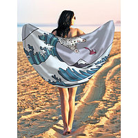 Парео и пляжный коврик «Кот на волне», d = 150 см