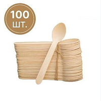 Ложки одноразовые деревянные эко (100 шт в упаковке)