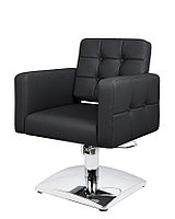Стильное парикмахерское кресло Порто, на квадрате, черное. На заказ