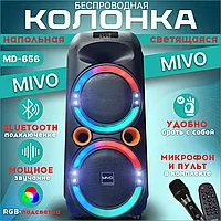 Мощная караоке колонка MIVO MD-656 60Вт FM/Bluetooth/USB/SD/AUX/ Пульт / Беспроводной микрофон NEW!