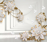 Фотообои листовые ФабрикаФресок 3D Абстракция. Бабочки Цветы и Туннель / 1043270