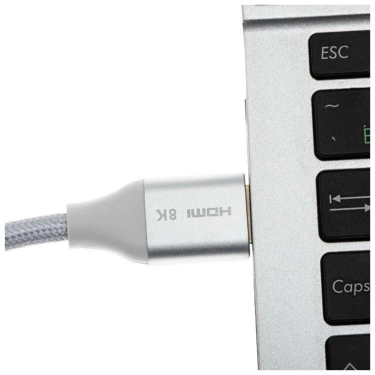 Кабель Cactus HDMI 2.1 m/m 1.8м Серебро - фото 3 - id-p226740759